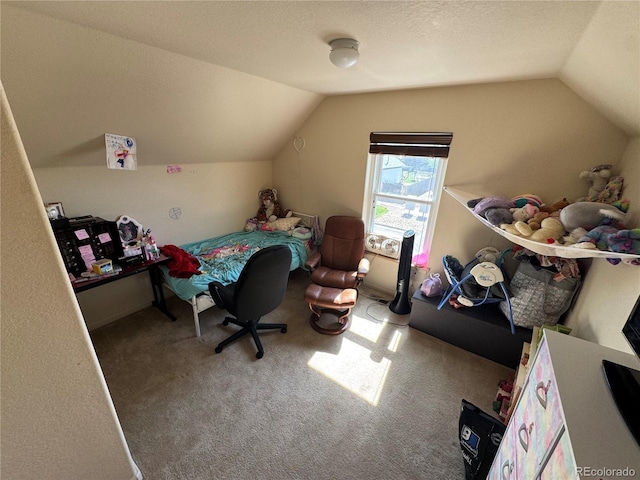 2874 Rose Hill St, Strasburg, CO 80136 - bedroom with lofted ceiling and carpet flooring