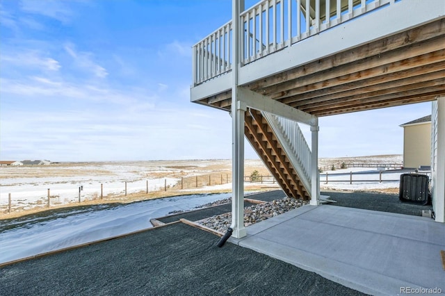 view of snow covered patio