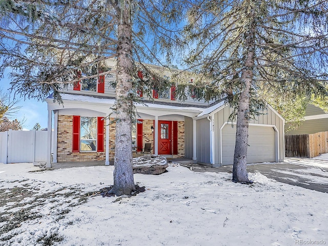 view of front of house with a garage