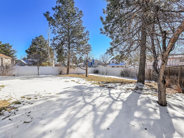 view of yard covered in snow