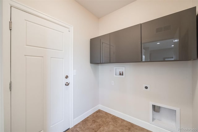 19294 E Warren Pl, Aurora, CO 80013 - laundry room with cabinet space, hookup for a washing machine, hookup for an electric dryer, and baseboards