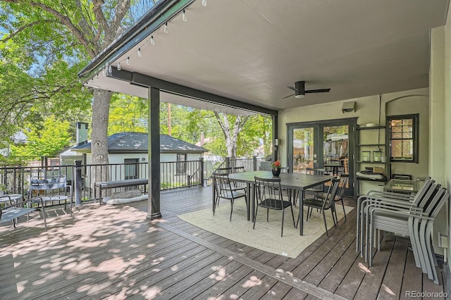 785 Fillmore St, Denver, CO 80206 - deck featuring outdoor dining space and ceiling fan
