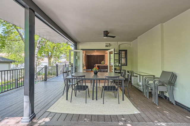 785 Fillmore St, Denver, CO 80206 - deck with outdoor dining area and a ceiling fan