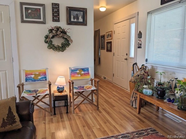 entrance foyer with light hardwood / wood-style floors