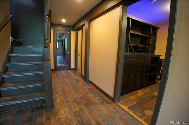 116 Timber Rd, Black Hawk, CO 80422 - hall featuring dark wood finished floors, stairway, and recessed lighting