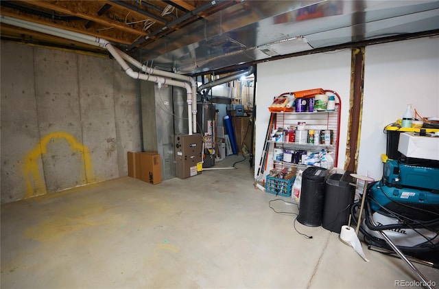116 Timber Rd, Black Hawk, CO 80422 - unfinished basement featuring heating unit and gas water heater