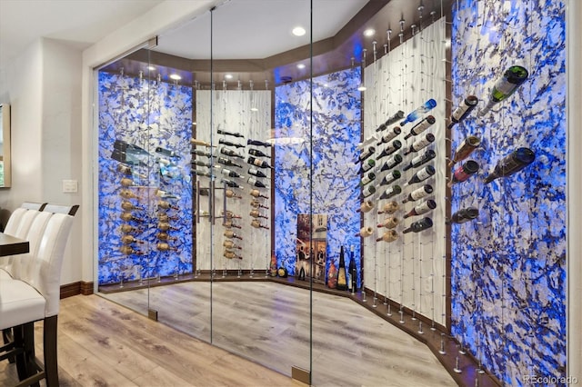 wine room featuring wood-type flooring