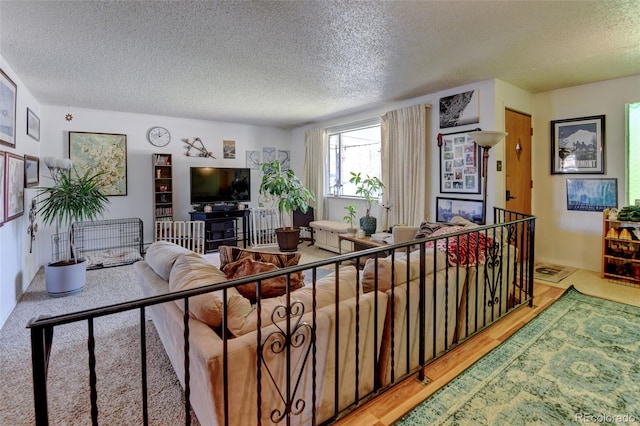 10560 W 63rd Ave, Arvada, CO 80004 - living room with a textured ceiling and light wood-type flooring