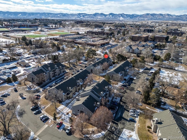 bird's eye view featuring a mountain view