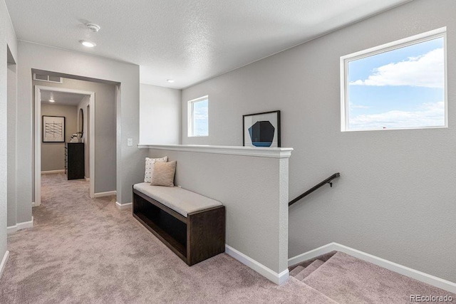 2118 Wagon Wheel Aly, Brighton, CO 80601 - hall featuring an upstairs landing, carpet floors, and recessed lighting