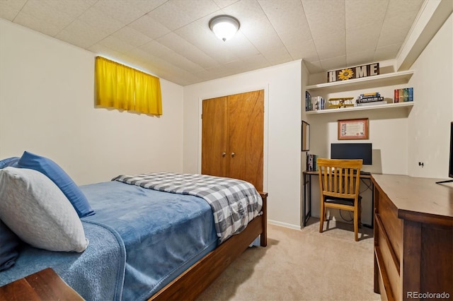 1211 S Zuni St, Denver, CO 80223 - bedroom featuring light colored carpet, an office area, and a closet