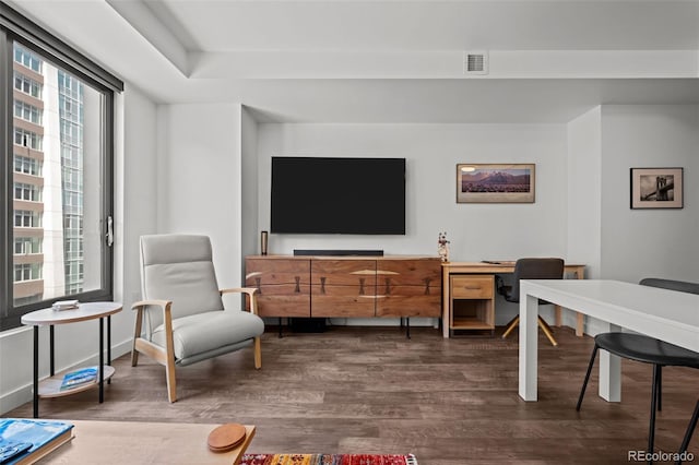 1750 Wewatta St Unit 605, Denver, CO 80202 - living room with wood finished floors, healthy amount of natural light, and baseboards