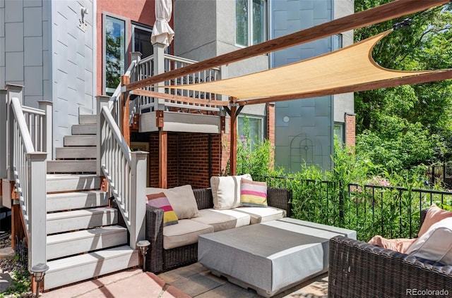 377 Pearl St Unit 5, Boulder, CO 80302 - view of patio featuring stairs and outdoor lounge area