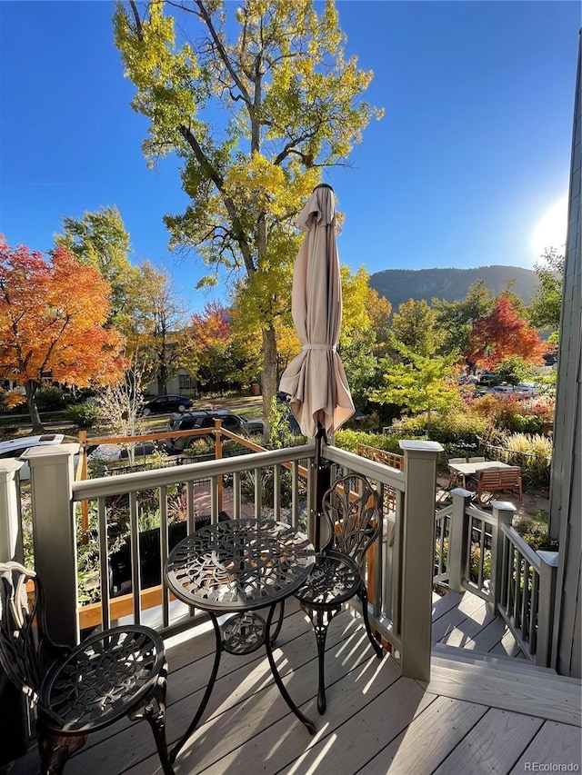 377 Pearl St Unit 5, Boulder, CO 80302 - wooden deck featuring a mountain view