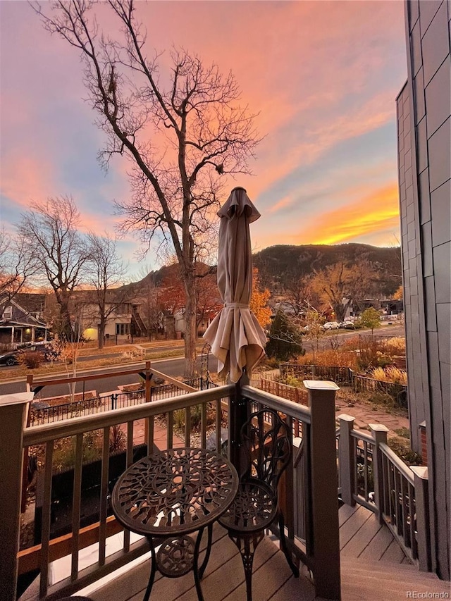 377 Pearl St Unit 5, Boulder, CO 80302 - deck at dusk with a mountain view