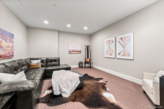 2001 Lincoln St Unit 2524, Denver, CO 80202 - living area with carpet floors, recessed lighting, and baseboards