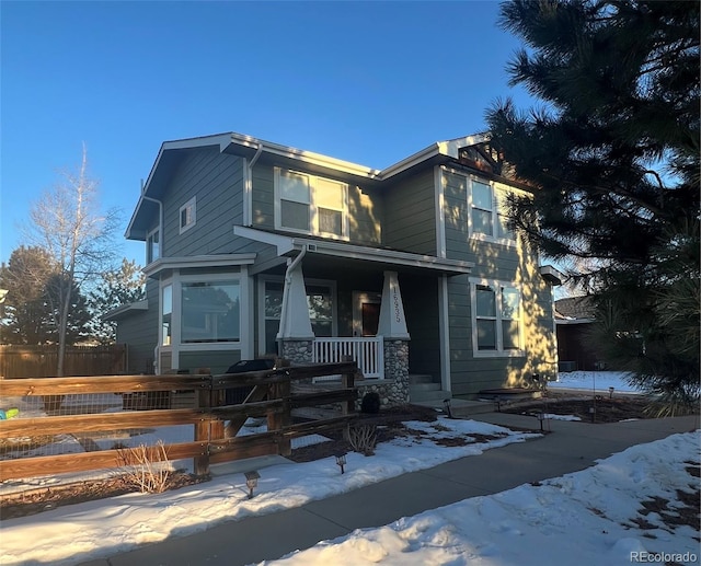 view of front of house with covered porch