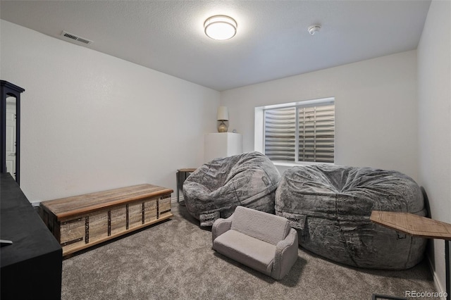 living area with carpet floors