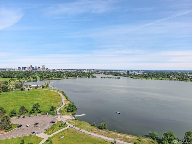 2212 Ingalls St, Edgewater, CO 80214 - aerial view of property and surrounding area featuring a large body of water and skyline
