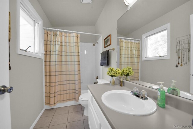 5283 Union Ct Unit 8, Arvada, CO 80002 - full bath with vanity, toilet, tile patterned flooring, and shower / bathtub combination with curtain