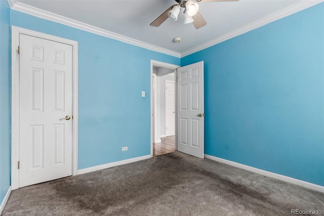 1450 Albion St Unit 204, Denver, CO 80220 - unfurnished bedroom featuring carpet, ornamental molding, and ceiling fan