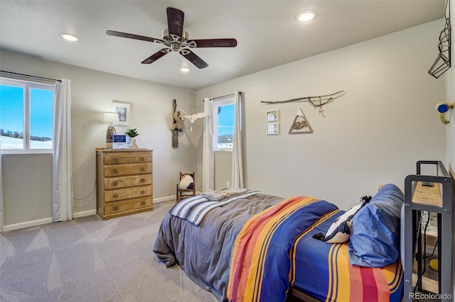 10617 County Rd 1, Florissant, CO 80816 - bedroom with carpet flooring, baseboards, ceiling fan, and recessed lighting