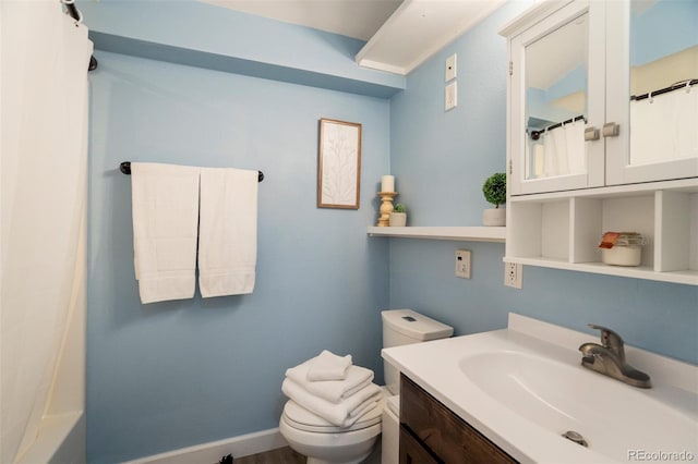 10617 County Rd 1, Florissant, CO 80816 - full bathroom with toilet, vanity, a shower with shower curtain, and a tub to relax in