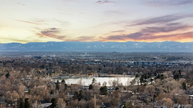 view of mountain feature featuring a water view