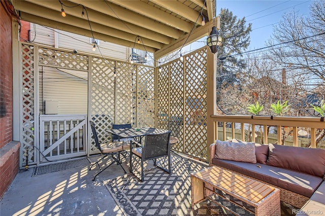 view of patio featuring an outdoor hangout area