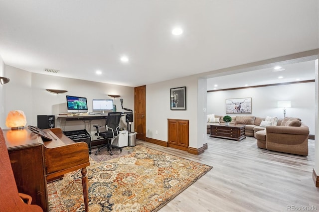 4059 Nevis St, Boulder, CO 80301 - office with recessed lighting, light wood-type flooring, and baseboards
