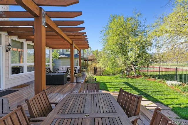 4059 Nevis St, Boulder, CO 80301 - wooden deck featuring outdoor dining area and a pergola