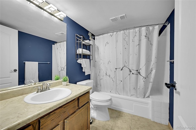 14300 E Marina Dr Unit 109, Aurora, CO 80014 - bathroom featuring toilet, vanity, shower / tub combo, and tile patterned flooring