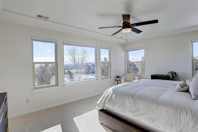 bedroom featuring carpet floors and ceiling fan