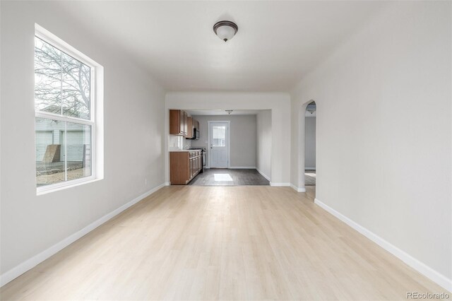 unfurnished living room featuring light hardwood / wood-style floors