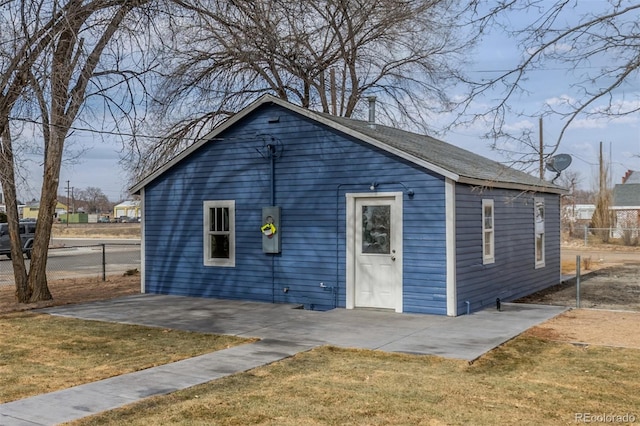 exterior space featuring a yard and a patio