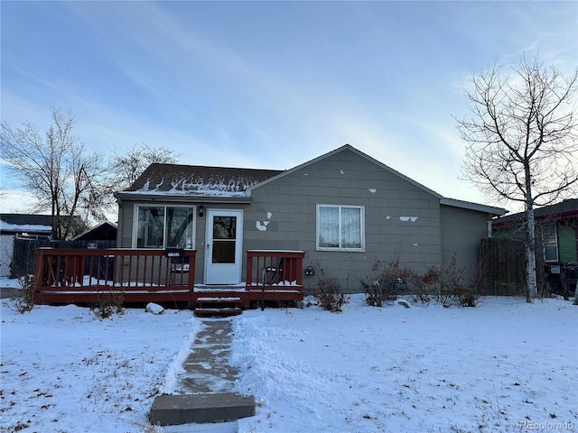 view of front of house featuring a deck