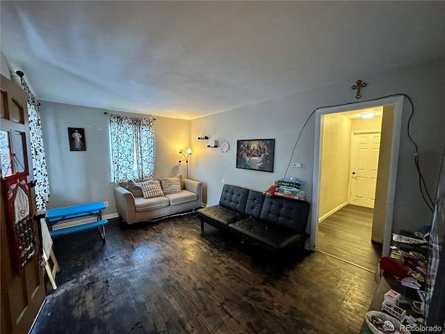 living room with wood-type flooring