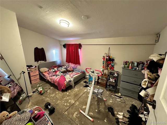 bedroom with a textured ceiling