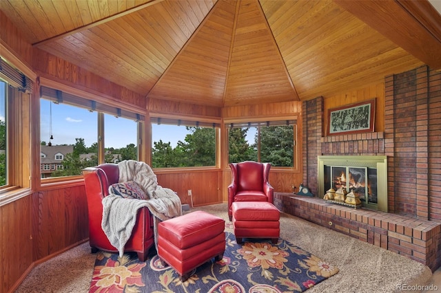 9 Red Fox Ln, Littleton, CO 80127 - sunroom featuring wood walls, wood ceiling, and carpet