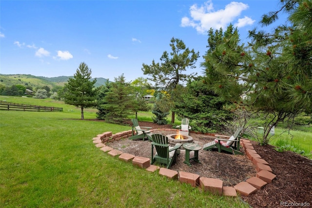 9 Red Fox Ln, Littleton, CO 80127 - view of yard with a fire pit and a mountain view