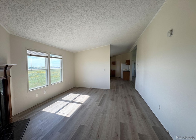 15125 Ewing Ct, Peyton, CO 80831 - unfurnished living room featuring wood finished floors and a textured ceiling