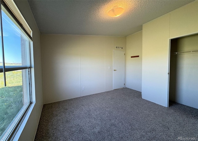 15125 Ewing Ct, Peyton, CO 80831 - unfurnished bedroom featuring multiple windows, carpet floors, a textured ceiling, and a closet