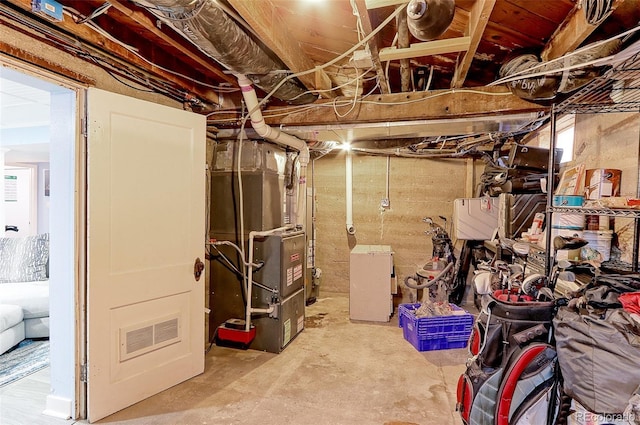 basement with heating unit