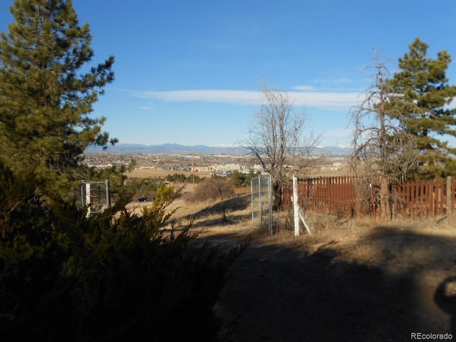 view of yard with a mountain view