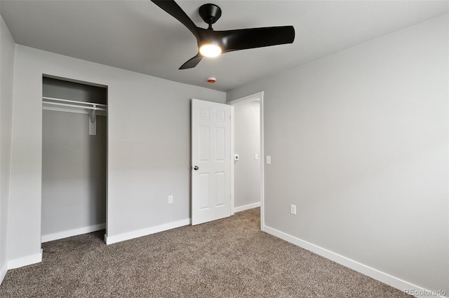 229-231 Crestone Ave, Colorado Springs, CO 80905 - unfurnished bedroom featuring carpet flooring, a closet, and ceiling fan