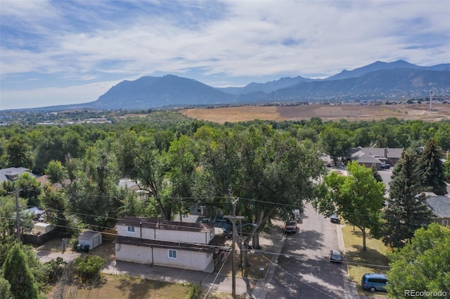 aerial view with a mountain view