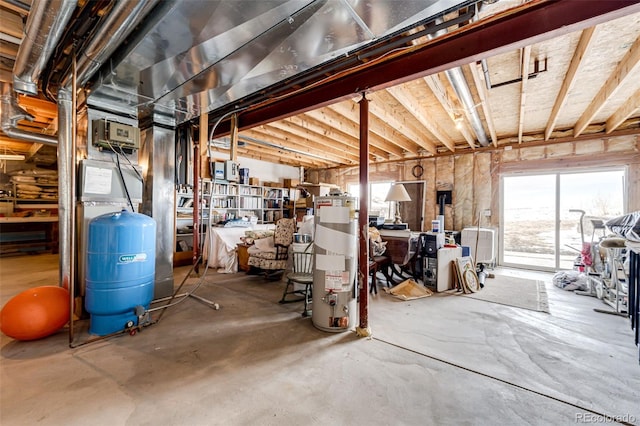 basement with water heater