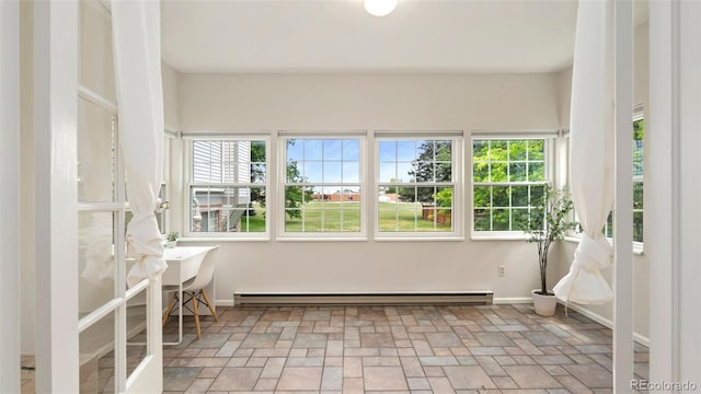 2918 Silverplume Dr Unit C1, Fort Collins, CO 80526 - unfurnished sunroom with baseboard heating and baseboards