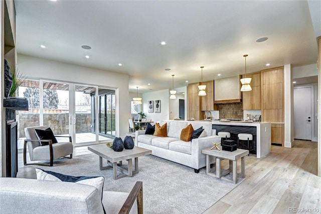 living room featuring light hardwood / wood-style floors