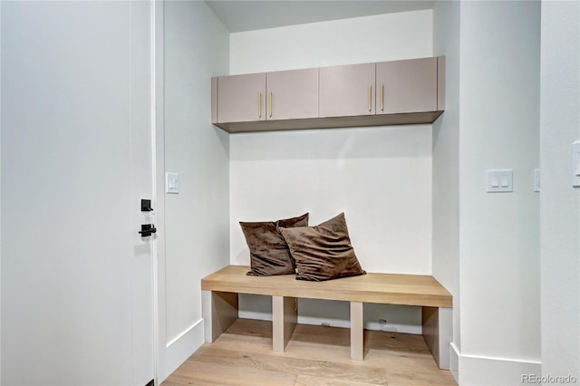 mudroom featuring light wood-type flooring